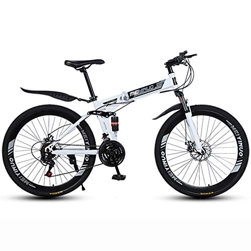 Bicicletas de montaña plegables : Chnzyr 2020 - Bicicleta de montaña para adultos (26 pulgadas, con función de absorción de impactos, para exteriores, marco de acero de carbono, color blanco, 21 velocidades)