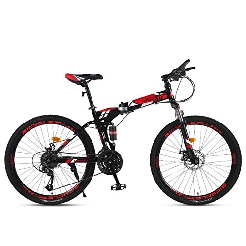 Bicicletas de montaña plegables : Dapang Bicicleta de montaña 21 / 24 / 27 Velocidad Marco de Acero 27.5 Pulgadas Ruedas de 3 radios Bicicleta de suspensión Plegable Doble, Red, 27speed