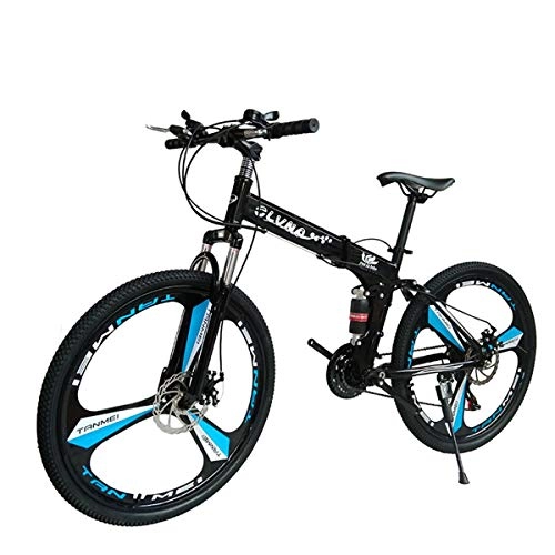 Bicicletas de montaña plegables : Dapang Bicicleta de montaña Marco de Acero de 27 velocidades 26 Pulgadas Ruedas de 3 Rayos Doble suspensión Bicicleta Plegable Negro Blanco, 8, 24speed