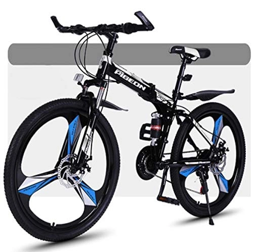 Bicicletas de montaña plegables : Desconocido QHKS - Bicicleta de montaña Plegable, Color Negro y Blanco, tamao 27 Speed-One Wheel