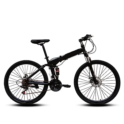 Bicicletas de montaña plegables : DIOTTI Bicicleta Plegable Negra de 24 Pulgadas y 26 Pulgadas, Freno de Disco de Bicicleta de absorción de Impacto de Velocidad Variable, Bicicleta de montaña para Estudiantes (24)