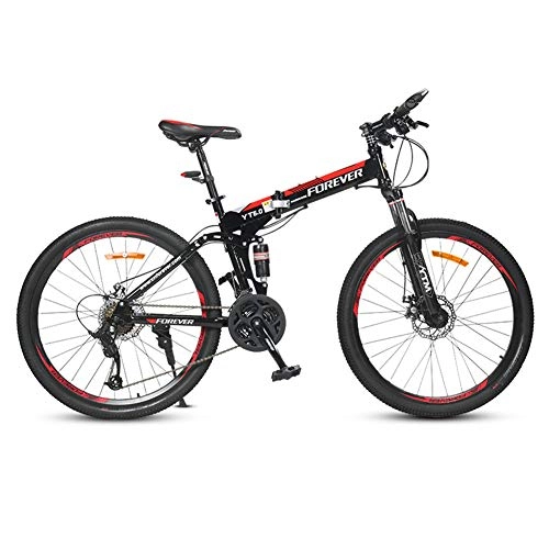 Bicicletas de montaña plegables : DSAQAO Folding Mountain Bike, 26 Pulgadas De Suspensión Completa MTB Bicicletas 24 Speed Disc Bicicleta para Adultos Adolescentes Estudiante Verde 24 Velocidades