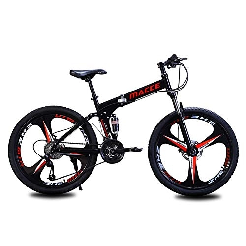 Bicicletas de montaña plegables : DULPLAY Bicicleta De Suspensión, 24 Pulgadas 27 Velocidad Velocidad Variable Doble Absorción De Impactos Bicicleta De Suspensión, Plegable Bicicleta De Montaña Negro 24", 27-Velocidad