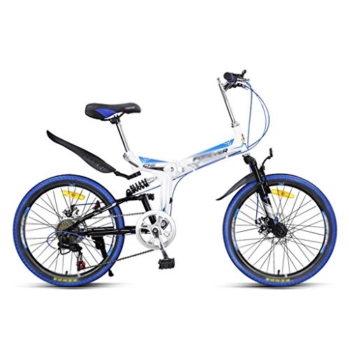 Bicicletas de montaña plegables : Ffshop Bicicleta amortiguadora Montaña Azul Plegable Bicicleta de Hombres y de Mujeres de Velocidad Variable Ultra Ligero portátil de Bicicletas 7 Velocidad Bicicleta Plegable