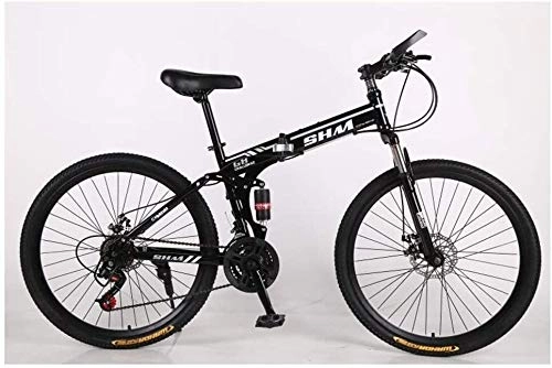 Bicicletas de montaña plegables : FMOPQ Bikes / Folding Bikes Folding Mountain Bike Adult Variable Speed Bicycle 26 Inch Cross Country Bicycle Shock Absorber Black Disc Brake