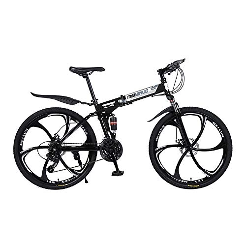 Bicicletas de montaña plegables : ganeric Bicicleta de montaña para mujer y hombre, plegable, ligera, 27 velocidades, 66 cm, negro