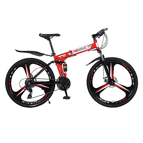 Bicicletas de montaña plegables : ganeric Bicicleta de montaña para mujer y hombre, plegable, ligera, 27 velocidades, 66 cm, rojo
