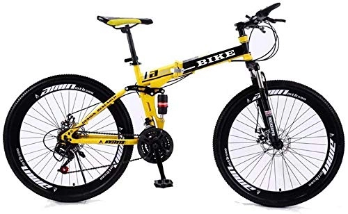 Bicicletas de montaña plegables : Gemmry 21 / 24 / 27 Velocidad Bicicleta de montaña 24 26 Pulgadas Bicicleta MTB Plegable con Corte Amortiguador Delantero y Trasero Bicicleta de montaña, Amarillo