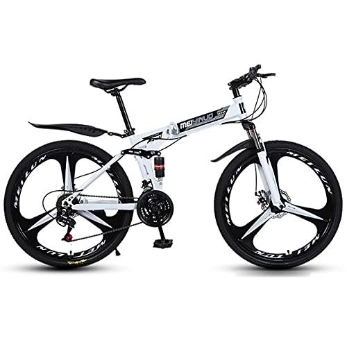 Bicicletas de montaña plegables : GGXX 26 pulgadas Bicicletas de acero al carbono montaña plegable 21 / 24 / 27 velocidad ajustable doble amortiguación Off-Road bicicleta freno de disco