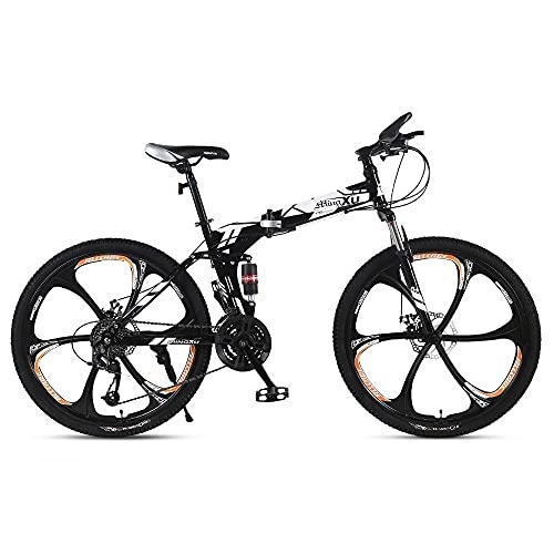 Bicicletas de montaña plegables : GGXX Bicicleta De MontañA Marco De Acero con Alto Contenido De Carbono Freno De Disco 24 / 26 Pulgadas 21 / 24 / 27 Caja De Cambios De Velocidad Bicicleta Plegable De SuspensióN Completa
