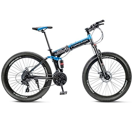 Bicicletas de montaña plegables : GWM Montaña de la Bicicleta Plegable Hombres Mujeres Estudiante de educación al Aire Libre Portable Deporte de la Bici (Color : Blue, Size : 21 Speed)