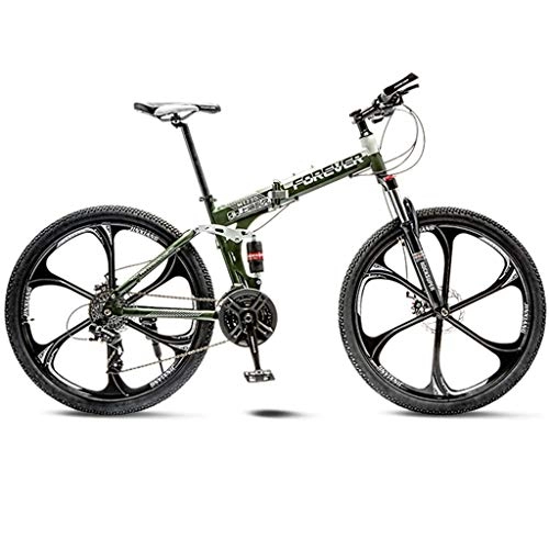 Bicicletas de montaña plegables : GWM Variable de Bicicletas Plegables 21 Velocidad Estudiante Adulto Ejercicio al Aire Libre Bici del Deporte de Gran tamaño (Color : Green)