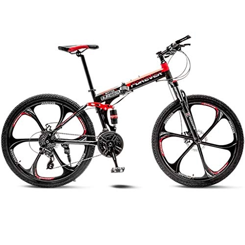 Bicicletas de montaña plegables : GWM Variable de Bicicletas Plegables 21 Velocidad Estudiante Adulto Ejercicio al Aire Libre Bici del Deporte de tamaño Mediano (Color : Red)