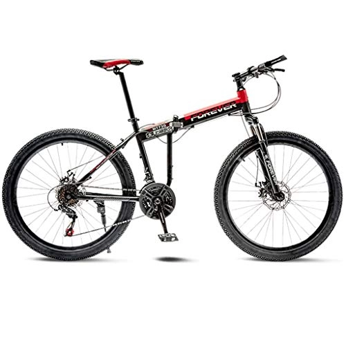 Bicicletas de montaña plegables : GWM Variable de montaña de la Bicicleta Plegable 21 Velocidad Hombres Mujeres Estudiante Portable Adulto del Deporte al Aire Libre de la Bici (Color : Red)