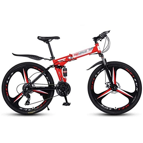 Bicicletas de montaña plegables : HSRG Bicicleta de montaña plegable, bicicleta de montaña antideslizante de 26 pulgadas con 3 ruedas de corte, bicicleta de amortiguación de la bicicleta 21 / 24 / 27 velocidades para hombre y mujer