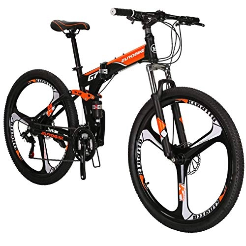 Bicicletas de montaña plegables : HYLK Bicicleta de montaña G7 21 velocidades 27, 5pulgadas Ruedas de 3 Rayos Bicicletaplegable (Naranja)