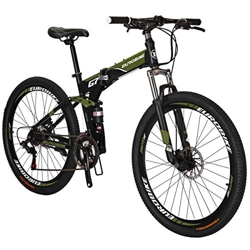 Bicicletas de montaña plegables : HYLK -G7 MTB 21 Velocidad 27, 5pulgadas Ruedas de radios Bicicletaplegable (Verde)