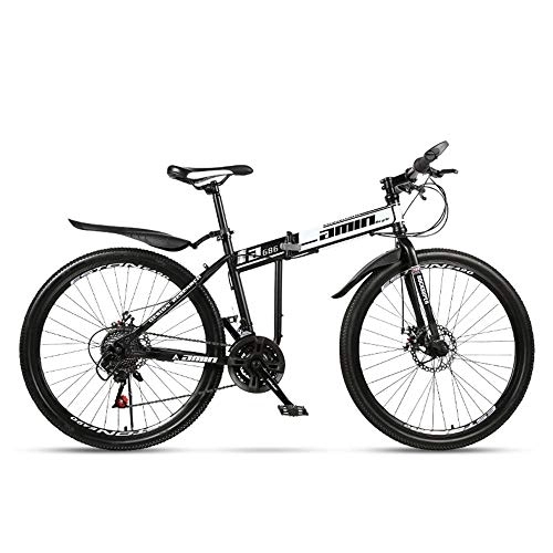 Bicicletas de montaña plegables : JHKGY Bicicleta para Adolescentes Adultos, Bicicleta De Montaña Plegable De Moda Duradera, Bicicleta De Velocidad Variable Y Doble Absorción De Impactos, Blanco, 26 Inch 27 Speed