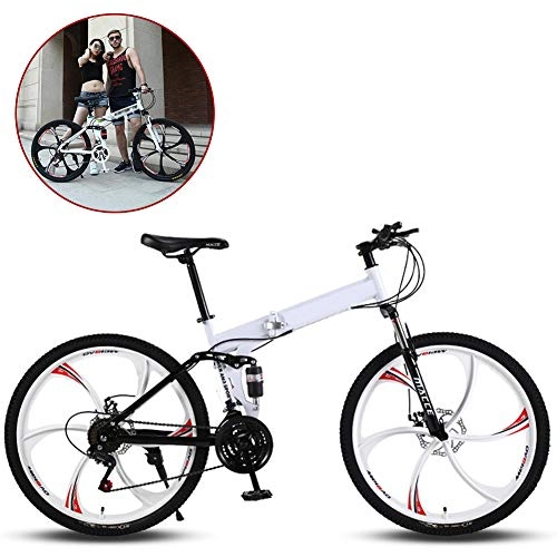 Bicicletas de montaña plegables : Jjwwhh Plegable Adulto Mountain Bike Bicicletas de Amortiguador porttil Boy Adultos y Chica de la Bicicleta de la Bicicleta / White