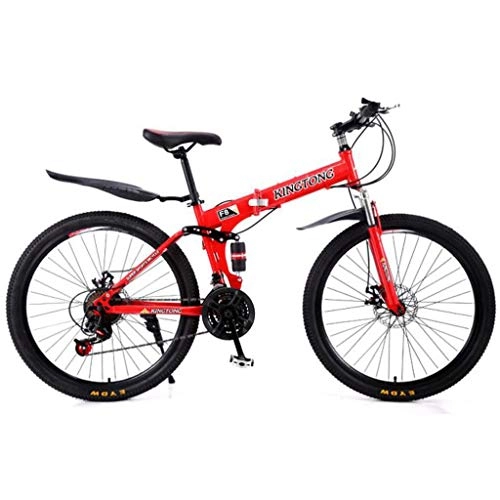 Bicicletas de montaña plegables : JLASD Bicicleta Montaña 26 Pulgadas Plegable Bicicletas De Montaña Marco Ligero De Aleación De Aluminio 24 / 27 Plazos De Envío Suspensión Completa del Disco De Freno (Color : Red, Size : 24speed)