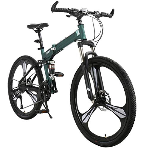 Bicicletas de montaña plegables : JXJ 26 Pulgadas Bicicleta Montaña para Estudiantes Adultos, 24 / 27 Velocidades Bicicleta Plegable de Alta Velocidad de Acero Al Carbono con Doble Freno Disco