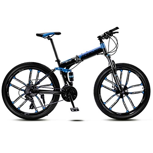 Bicicletas de montaña plegables : JXJ Bicicleta de Montaña para Adultos, 26 Pulgadas Bicicletas Plegables, 21 / 24 / 27 / 30 Velocidades Bikes MTB Suspensión Completa con Doble Freno Disco