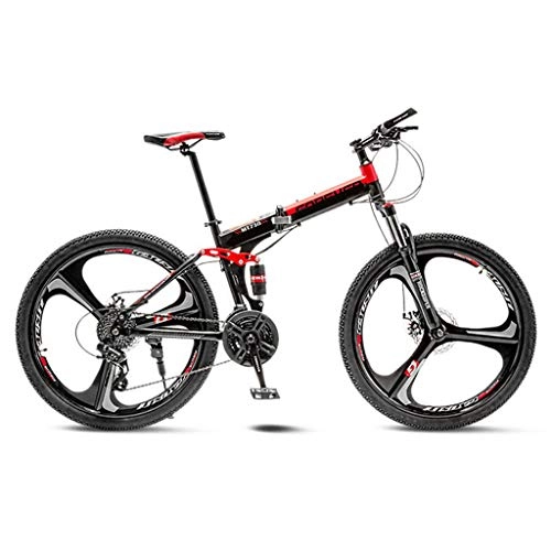 Bicicletas de montaña plegables : JXJ Bicicleta Montaña 24 Pulgadas 3 Cortadores Rueda Bicicletas Plegables Suspensión Completa con 21 / 24 Velocidades, para Hombre y Mujer Adecuada para el Ciclo Al Aire Libre
