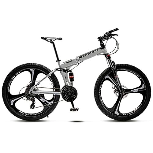 Bicicletas de montaña plegables : JXJ Bicicleta Montaña 26 Pulgadas Doble Freno Disco Suspensión Completa Bicicletas Plegables con 21 / 24 / 27 / 30 Velocidades, para Hombres y Mujeres Unisex