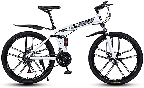 Bicicletas de montaña plegables : JZTOL Bicicleta Plegable De La Montaña De La Bicicleta De 26 Pulgadas 21 / 24 / 27 Velocidad Ajustable Velocidad Doble Amortiguación Off-Road Bike Disc Freno (Color : A, Size : 27 Speed)