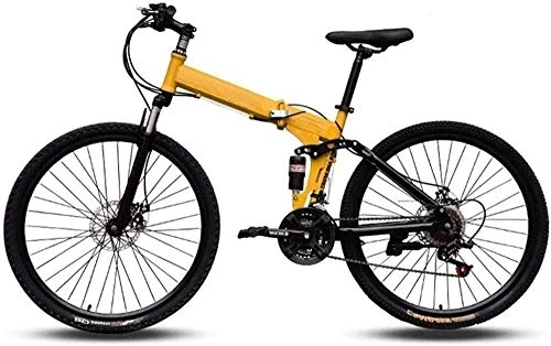 Bicicletas de montaña plegables : KRXLL Bicicleta de montaña Fácil de Transportar Cuadro de Acero de Alto Carbono Plegable Velocidad Variable Absorción de Doble Choque Bicicleta Plegable-C_21 velocidades