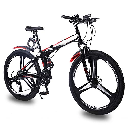 Bicicletas de montaña plegables : KVIONE E9 Bicicleta Hombre De 27 Velocidades Bicicleta 29 Pulgadas Bicicleta De Montaña De Acero De Alto Carbono Bicicleta Plegable con Freno De Disco Bicicleta 29 (Negro)