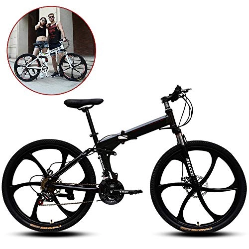 Bicicletas de montaña plegables : LCAZR Bicicleta Hombre De 21 Velocidades Bicicleta 26 Pulgadas Bicicleta De Montaa De Acero De Alto Carbono Bicicleta Plegable con Freno De Disco Bicicleta / Negro