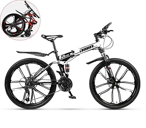 Bicicletas de montaña plegables : LEILEI 26 Pulgadas Boy Mountain Bike 10 Cuchillo Una Rueda Bicicleta Plegable de Acero de Alto Carbono Unisex Doble Choque Bicicleta de Velocidad Variable