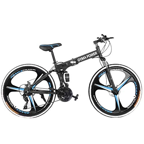 Bicicletas de montaña plegables : Lenfesh Bicicleta de montaña de Aluminio de 26 Pulgadas Bicicleta de MTB con Cuadro de 21 velocidades Soporte de pie Freno de Disco Horquilla de suspensión Bicicleta de Carreras al Aire Libre