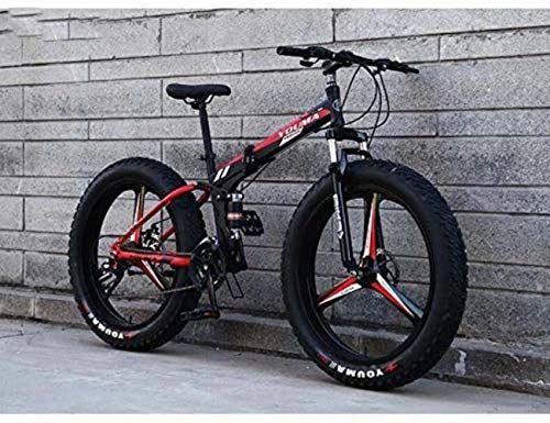 Bicicletas de montaña plegables : LFSTY Fat Tire Bike Bicicleta de montaña Plegable Bicicletas, Suspensión Completa Marco de Acero de Alto Carbono Bicicleta MTB con Ruedas de aleación de magnesio Doble Freno de Disco, A, 24 Inch