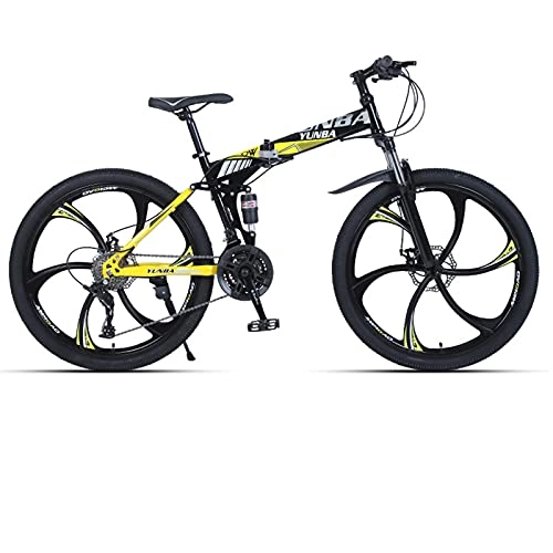 Bicicletas de montaña plegables : LHQ-HQ Bicicleta De Montaña 26"Bicicleta Plegable 30 Velocidades Bicicleta MTB Doble Suspensión Freno De Disco Doble para Altura 5.2-6Ft, D