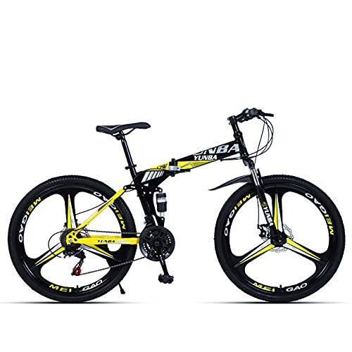 Bicicletas de montaña plegables : LHQ-HQ Bicicleta De Montaña 26"Bicicleta Plegable 30 Velocidades Bicicleta MTB Freno De Disco Doble Suspensión Doble para Altura 5.2-6Ft, D