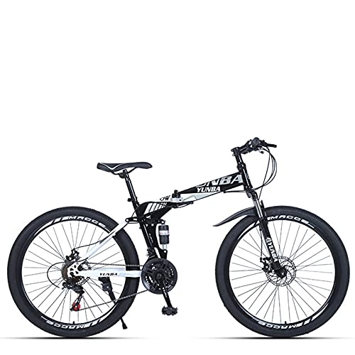 Bicicletas de montaña plegables : LHQ-HQ Bicicleta De Montaña Bicicleta Plegable De 26"Bicicleta MTB Freno De Disco Doble Suspensión Doble De 30 Velocidades para Altura 5.2-6Ft, B