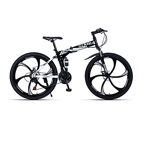 Bicicletas de montaña plegables : LHQ-HQ Bicicleta De Montaña Bicicleta Plegable Freno De Disco Doble Bicicleta MTB Doble Suspensión 27 Velocidad 26"para Altura 5.2-6Ft, B
