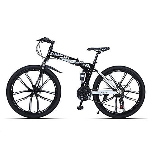 Bicicletas de montaña plegables : LHQ-HQ Bicicleta De Montaña Bicicleta Plegable Freno De Disco Dual Bicicleta MTB 27 Velocidades Doble Suspensión 26"para Altura 5.2-6Ft, B