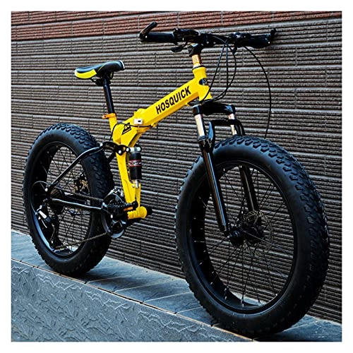 Bicicletas de montaña plegables : LHQ-HQ Bicicleta de montaña Plegable All-Terrain Fat Tire Rueda de 26"Ruedas de 24 velocidades 4" de Ancho Freno de Disco Doble Bicicleta para Adultos de Doble suspensión, A