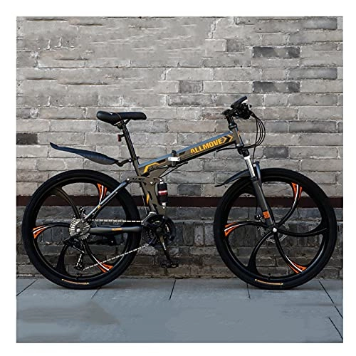 Bicicletas de montaña plegables : LHQ-HQ Bicicleta Plegable De Montaña para Adultos 21 Velocidades MTB Bicicleta De Freno De Disco Doble Rueda De 26"Doble Suspensión, A