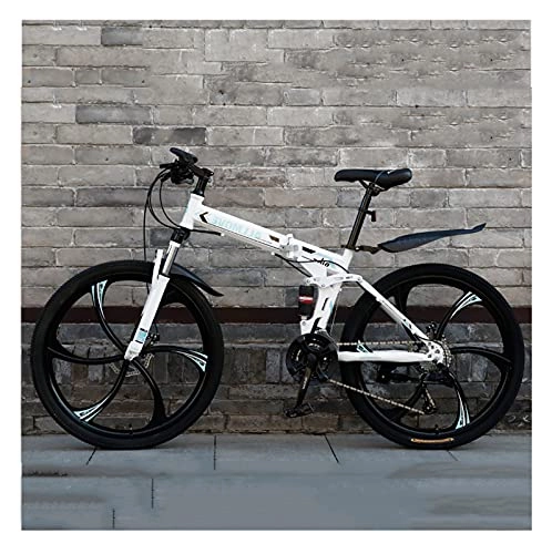 Bicicletas de montaña plegables : LHQ-HQ Bicicleta Plegable De Montaña para Adultos 21 Velocidades MTB Bicicleta De Freno De Disco Doble Rueda De 26"Doble Suspensión, B