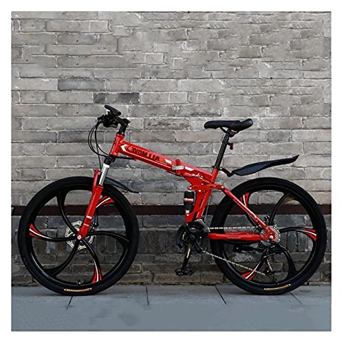 Bicicletas de montaña plegables : LHQ-HQ Bicicleta Plegable De Montaña para Adultos 21 Velocidades MTB Bicicleta De Freno De Disco Doble Rueda De 26"Doble Suspensión, C