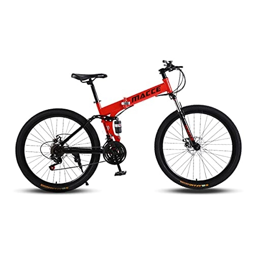 Bicicletas de montaña plegables : LHQ-HQ Rueda de 26"Bicicleta de montaña Plegable para Adultos de 27 velocidades Freno de Disco Doble Marco de Acero de Alto Contenido de Carbono de Doble suspensión para Altura 5.2-6Ft, B
