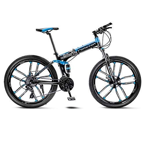 Bicicletas de montaña plegables : LIUCHUNYANSH Mountain Bike Bicicleta para Joven Camino de la montaña de la Bicicleta Plegable de los Hombres de MTB 21 Velocidad 24 / 26 Pulgadas Ruedas for Mujeres Adultas (Color : Blue, Size : 26in)
