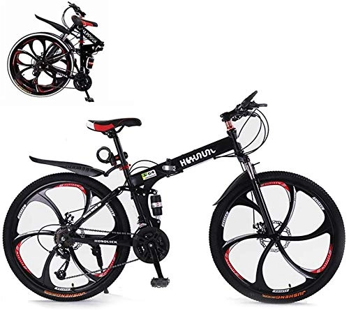 Bicicletas de montaña plegables : Liumintoy Bicicleta De Montaña Plegable con Suspensión Doble Marco De Acero De Alto Carbono Doble Disco De Freno para Hombres Y Mujeres 26 Pulgadas, 24 Speed