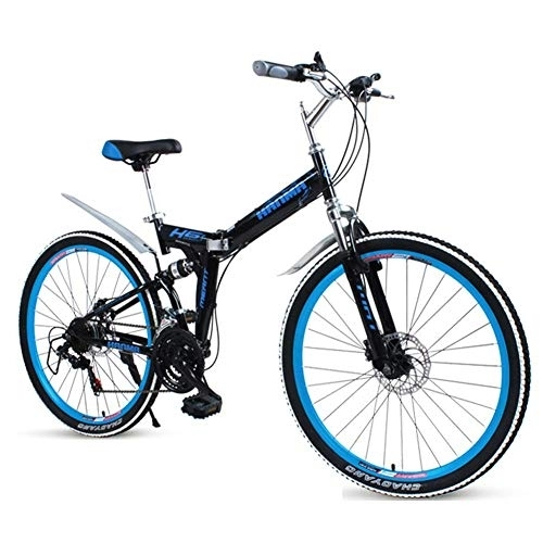 Bicicletas de montaña plegables : LNDDP Bicicletas Plegables para Adultos, Bicicleta montaña Plegable Doble Disco Acero con Alto Contenido Carbono, Bicicleta Plegable Doble suspensión, Bicicleta Viaje portátil