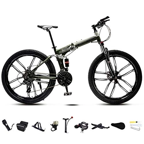 Bicicletas de montaña plegables : LVTFCO Bicicleta MTB plegable de 26 pulgadas, bicicleta de montaña plegable de 30 velocidades, bicicletas de velocidad variable todoterreno para hombres y mujeres, freno de disco doble