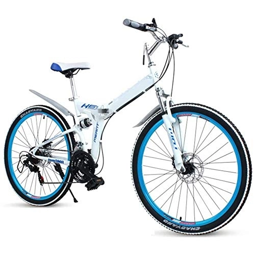 Bicicletas de montaña plegables : LVTFCO Bicicleta plegable de doble suspensión, bicicleta de montaña para adultos de 27 velocidades, freno de disco doble de acero de alto carbono, bicicleta de viaje portátil de 26 pulgadas, A